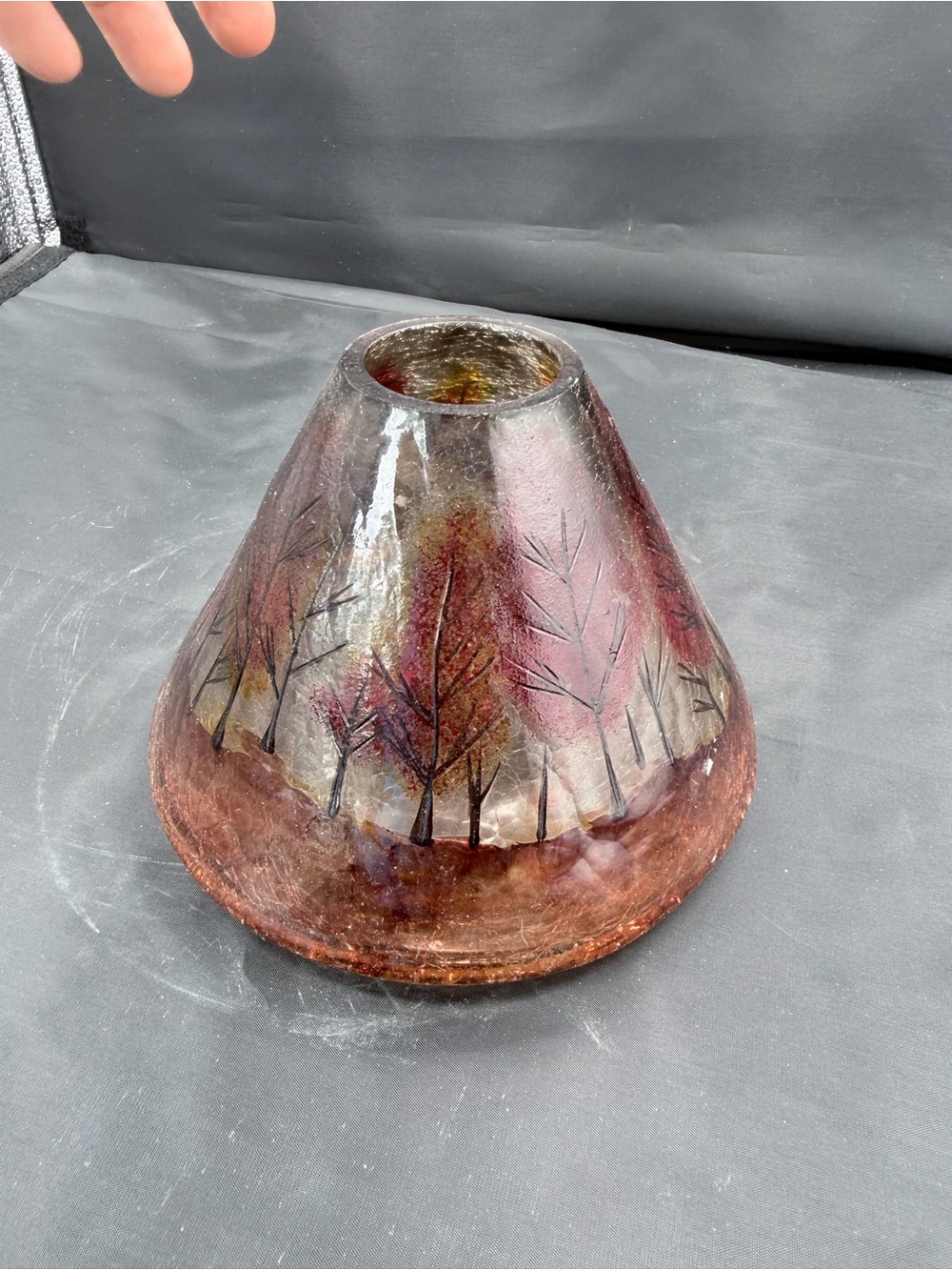 Yankee Candle-Candle Shade Hand-Blown Glass Tree Scene Vase in Purple and Brown